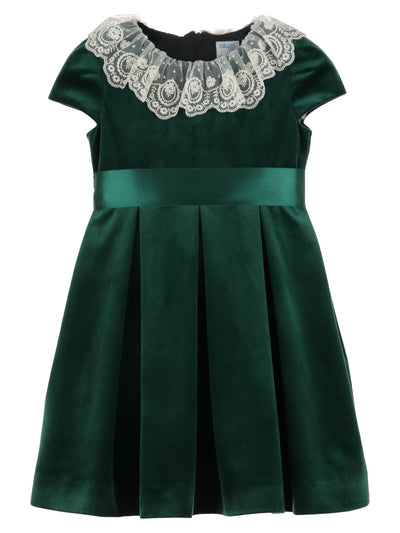 Deluxe Velvet Dress w/ Lace - Green