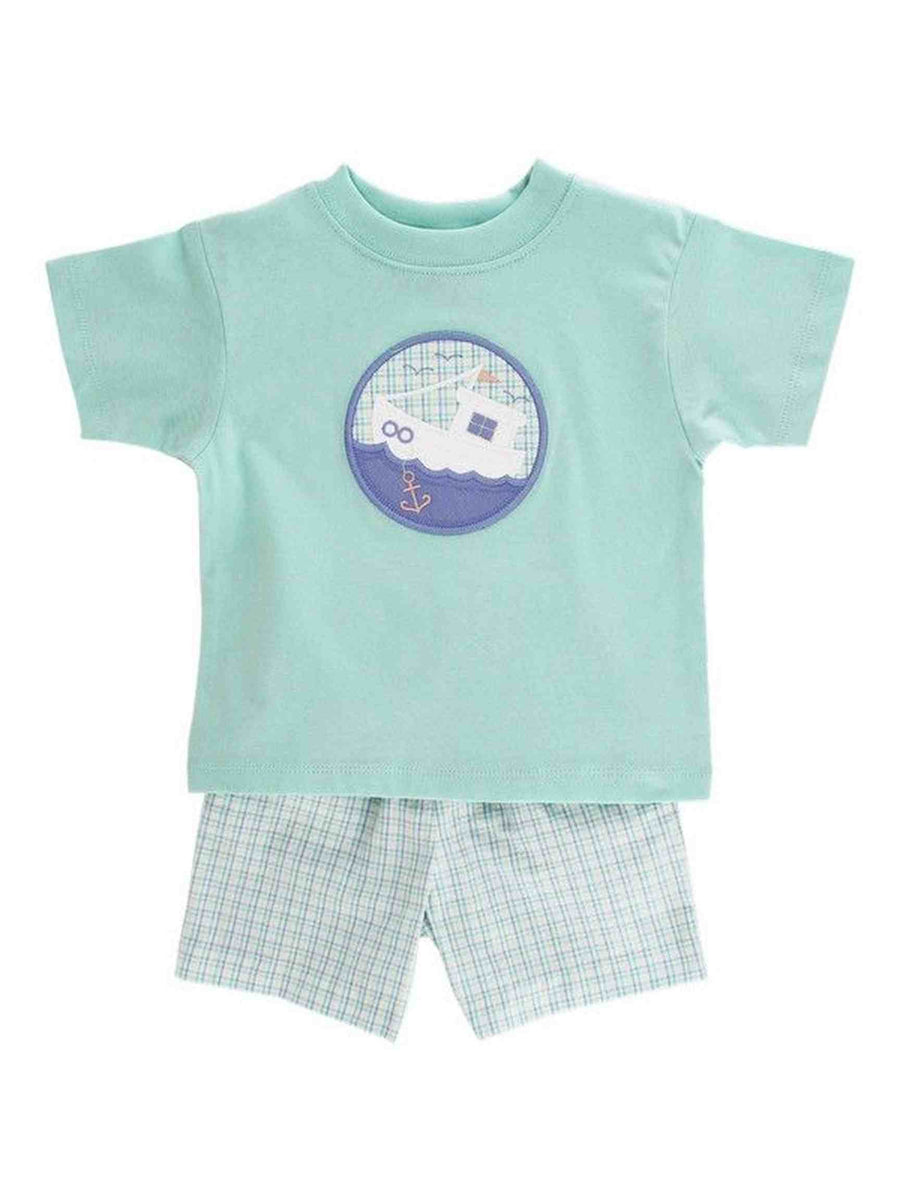 Boys Short Tugboat Romper main image 1