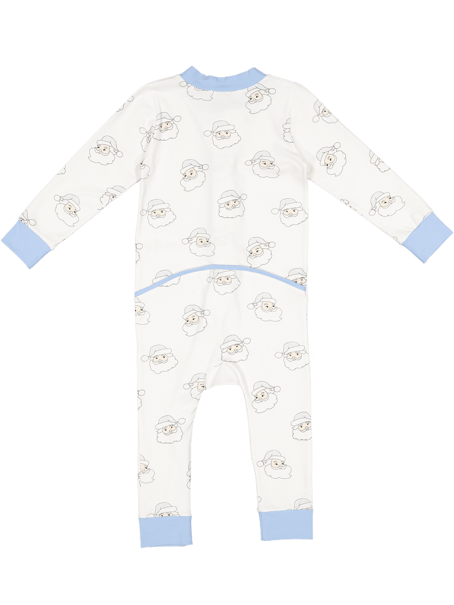 *Blue Santa Boy Zipper Pajamas Posh Tots Children's Boutique