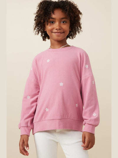 Lily Floral Embroidered Tween Sweater