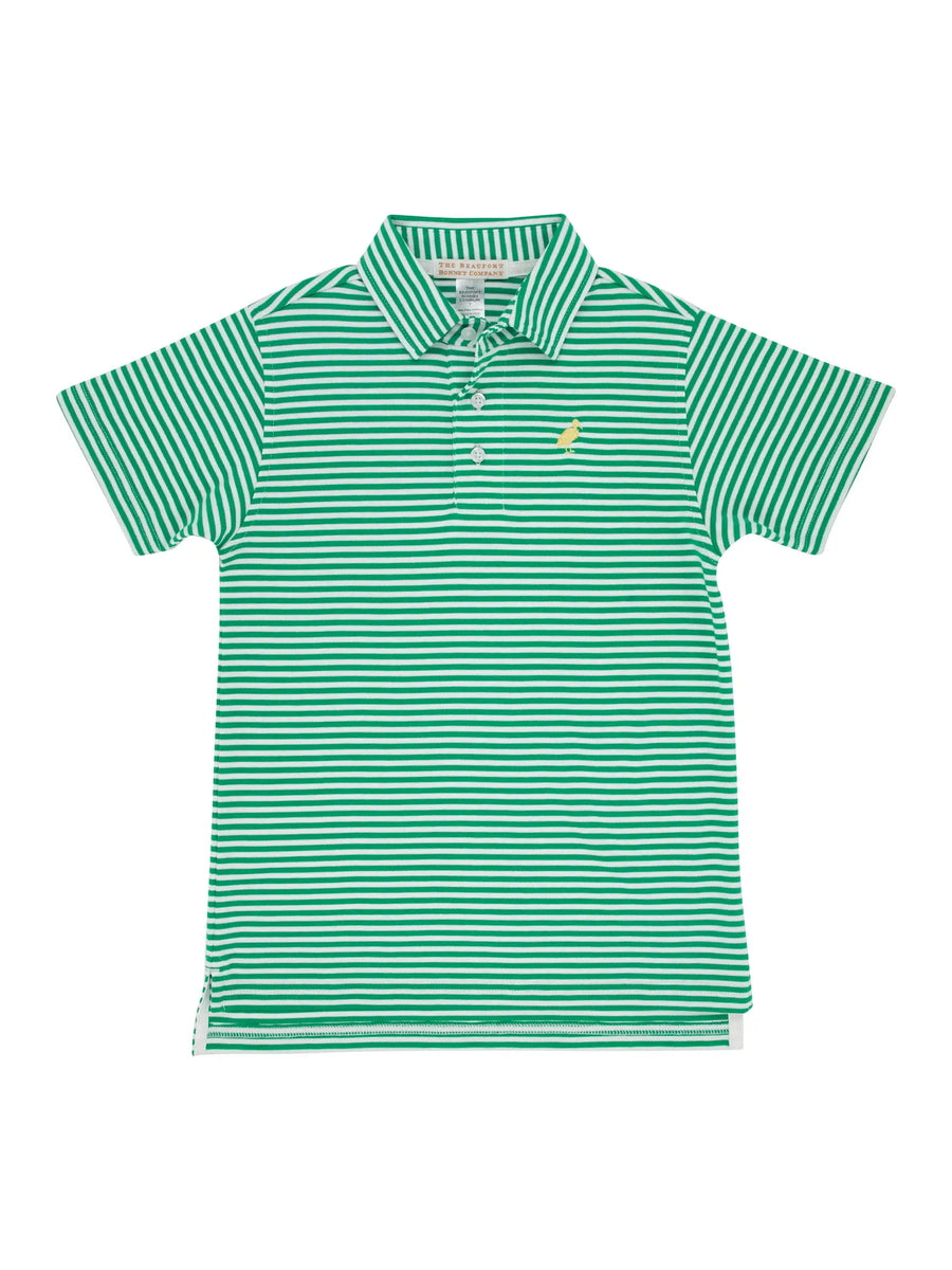 Prim and Proper Polo Kiawah Kelly Green Stripe Posh Tots Children's