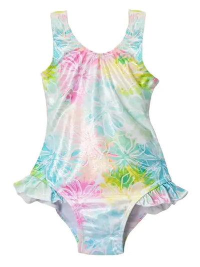 UPF 50+ Delaney Hip Ruffle Swimsuit - Hibiscus Blooms