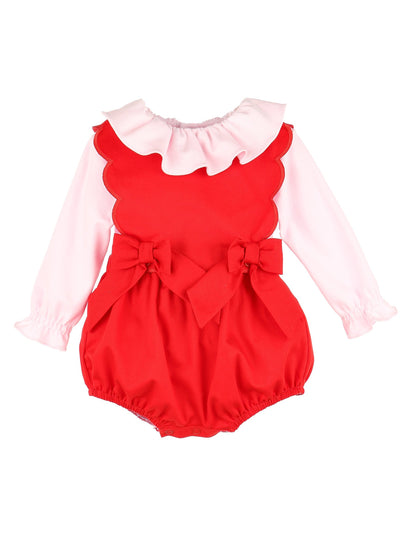 The Classic's Red Scalloped Overall Set