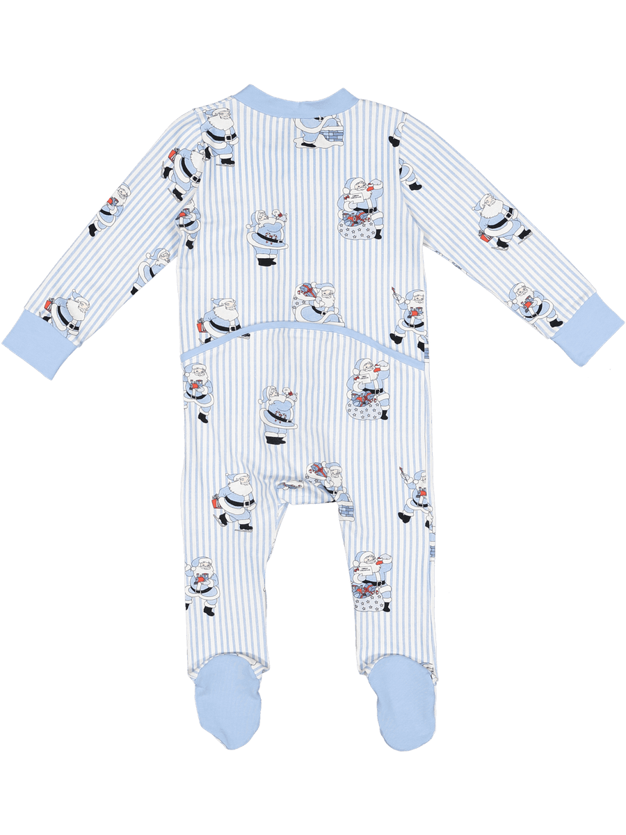 *Santa Blues Boy Zip Pajamas Posh Tots Children's Boutique