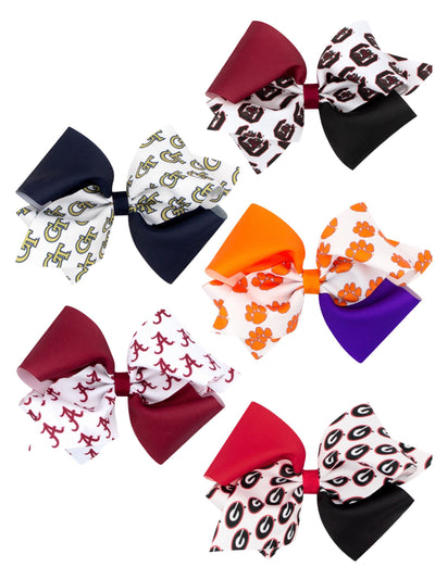 College Color Block and Print Bow