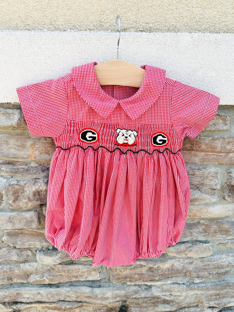Bulldog Smocked Boy Bubble Posh Tots Children's Boutique