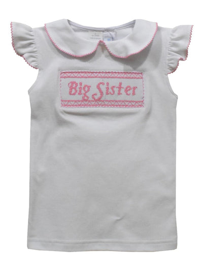 Big Sister Smocked Knit Angel Wing Blouse - White