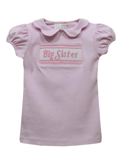 Big Sister Smocked Puff Sleeve Blouse - Pink