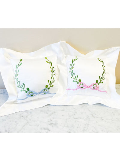 Satin Pillow with Wreath & Bow