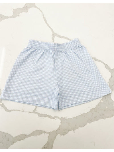 Blue Gingham Print Shorts