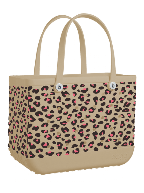 Pewter and Muted Leopard Print Luxe Tote Bag
