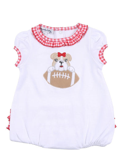 Bulldog Football Applique Ruffle S/S Bubble