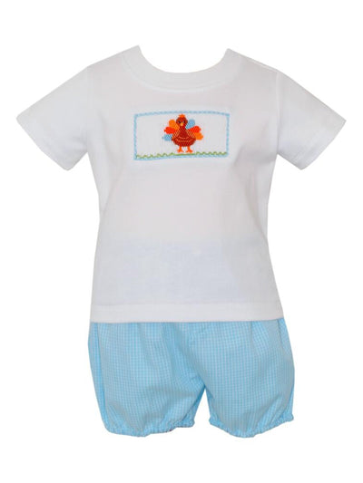 Turkey Smocked Knit Diaper Set