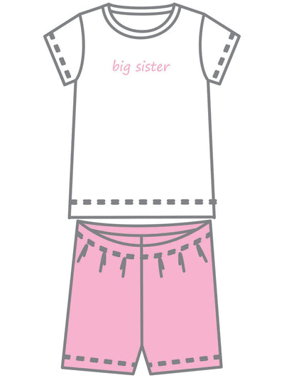 Big Sister Embroidered Short Pajamas - Posh Tots Children's Boutique
