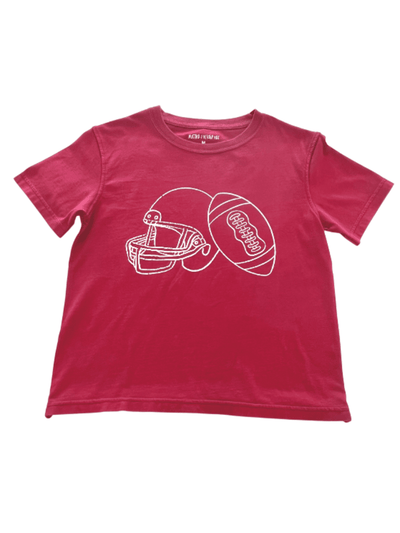 Crimson & White Football Helmet T-Shirt - Posh Tots Children's Boutique