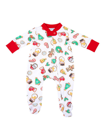 Holly Jolly Cookies Printed Zipper Footie