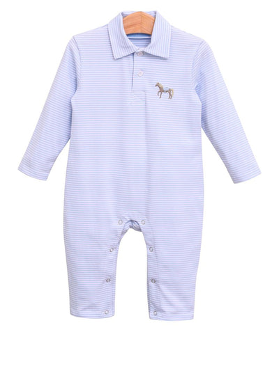 Horse Embroidery Polo Romper