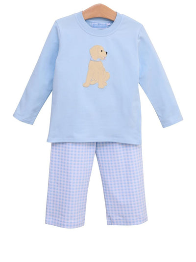 Puppy Applique Boy Pants Set