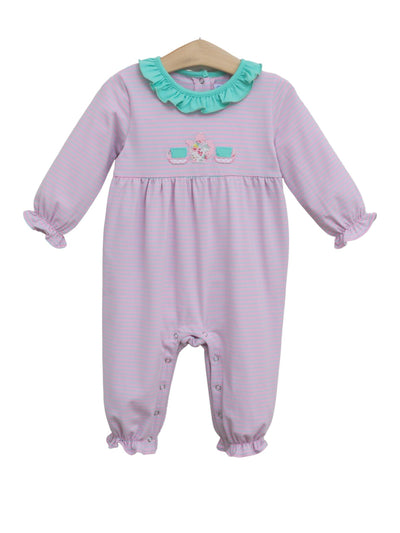 Tea Party Appliqué Romper - Posh Tots Children's Boutique