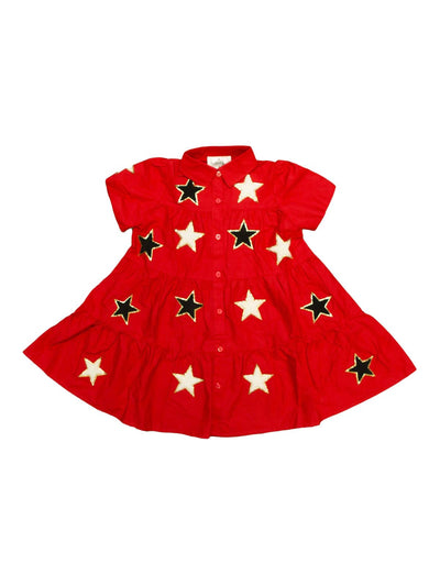 Red & Black Chenille Star Dress