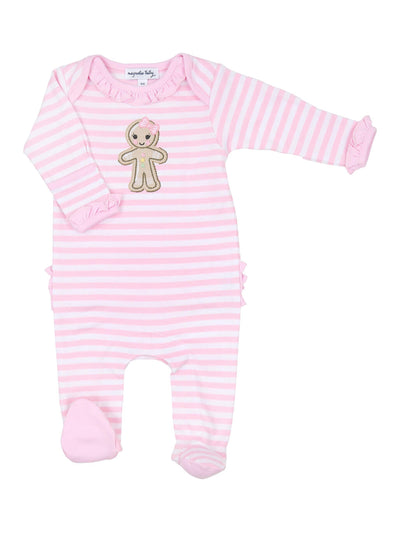 Gingerbread Land Ruffle Lap Footie - Pink