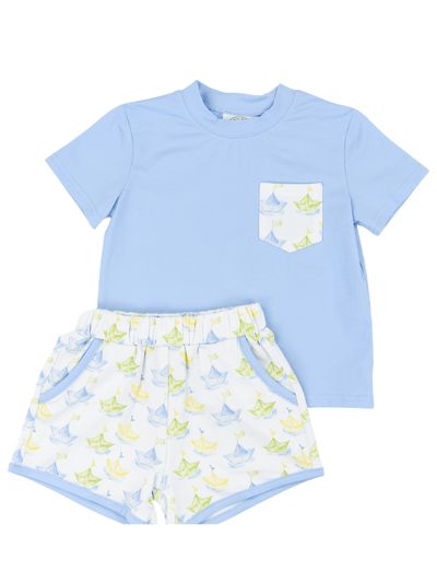 Paper Boats Boys Play Pocket Shorts Set