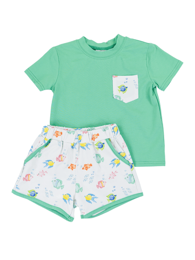 PRE-ORDER Fish Frenzy Boys Play Pocket Shorts Set