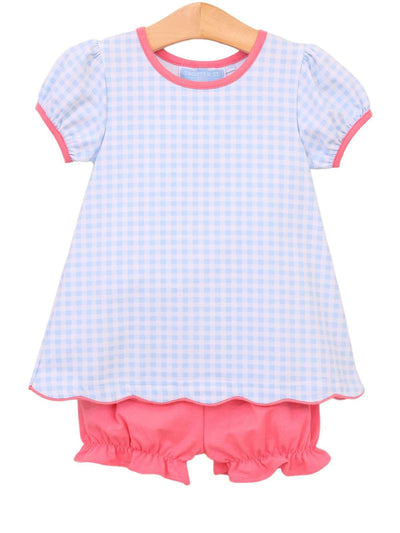 PRE-ORDER Cecelia Bloomer Set-Light Blue Gingham/Pink