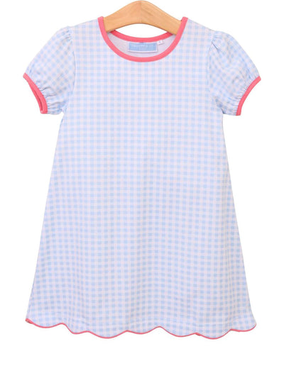 PRE-ORDER Cecilia Dress- Light Blue Gingham/Pink