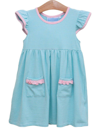 PRE-ORDER Lucy Dress- Mint Stripe/Light Pink