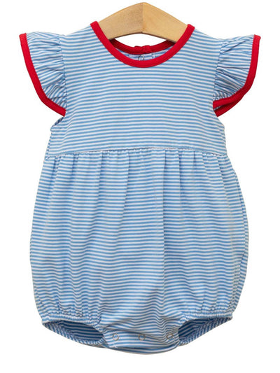 PRE-ORDER Lucy Bubble- Cornflower Stripe/Red