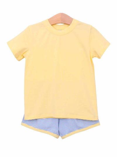 PRE-ORDER Thomas Short Set- Cornflower Stripe/Yellow