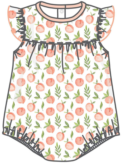 Summer Peaches Printed Flutters Bubble