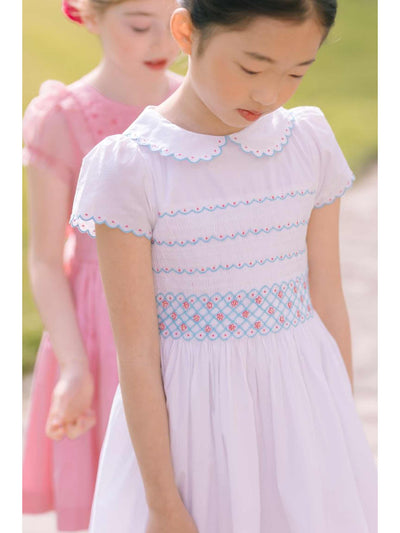 Cassis White Smocked Dress