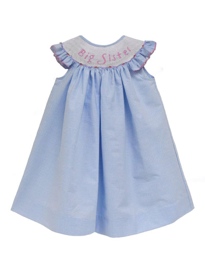 Big Sister Smocked Gingham Angel Wing Dress