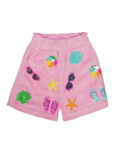 Beach Sequin Terry Cloth Shorts