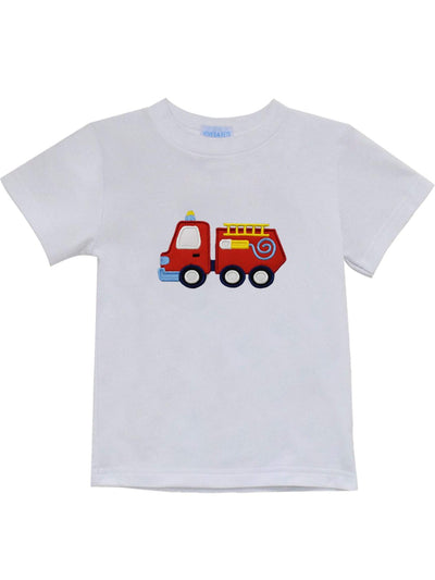 Firetruck Applique Short Sleeve Shirt