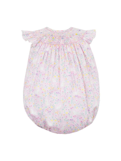 Bunny Print Smocked Bubble