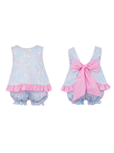 Carousel Printed Tie Back Bloomer Set