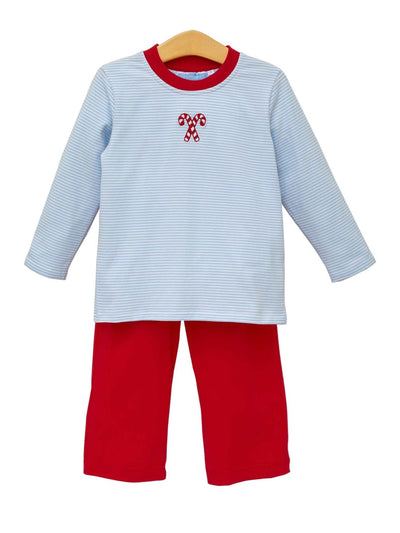 PRE-ORDER Candy Cane Pant Set- Blue