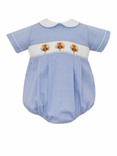 Blue Turkey Smocked Bubble