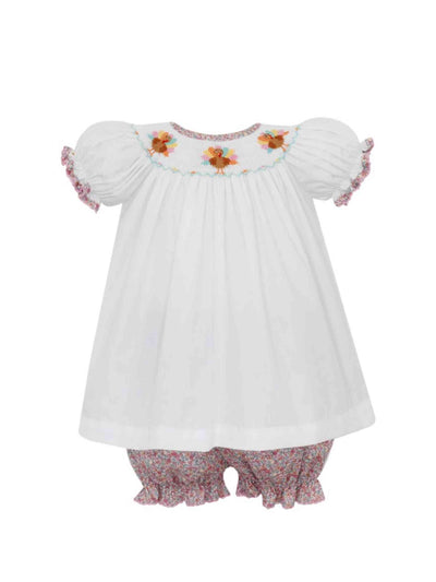 Turkey Pink Floral Bishop Bloomer Set