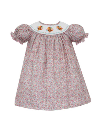Turkey Pink Floral Bishop Dress