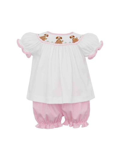 Puppies Smocked Bishop Bloomer Set