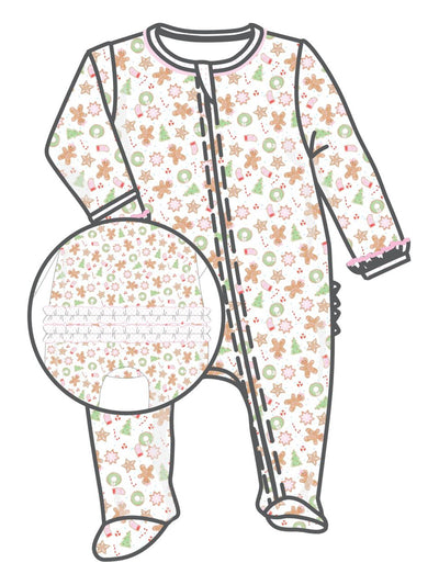 Frosted Wonderland Printed Zip Ruffle Footie