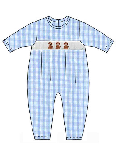 Puppies Smocked Boy Romper