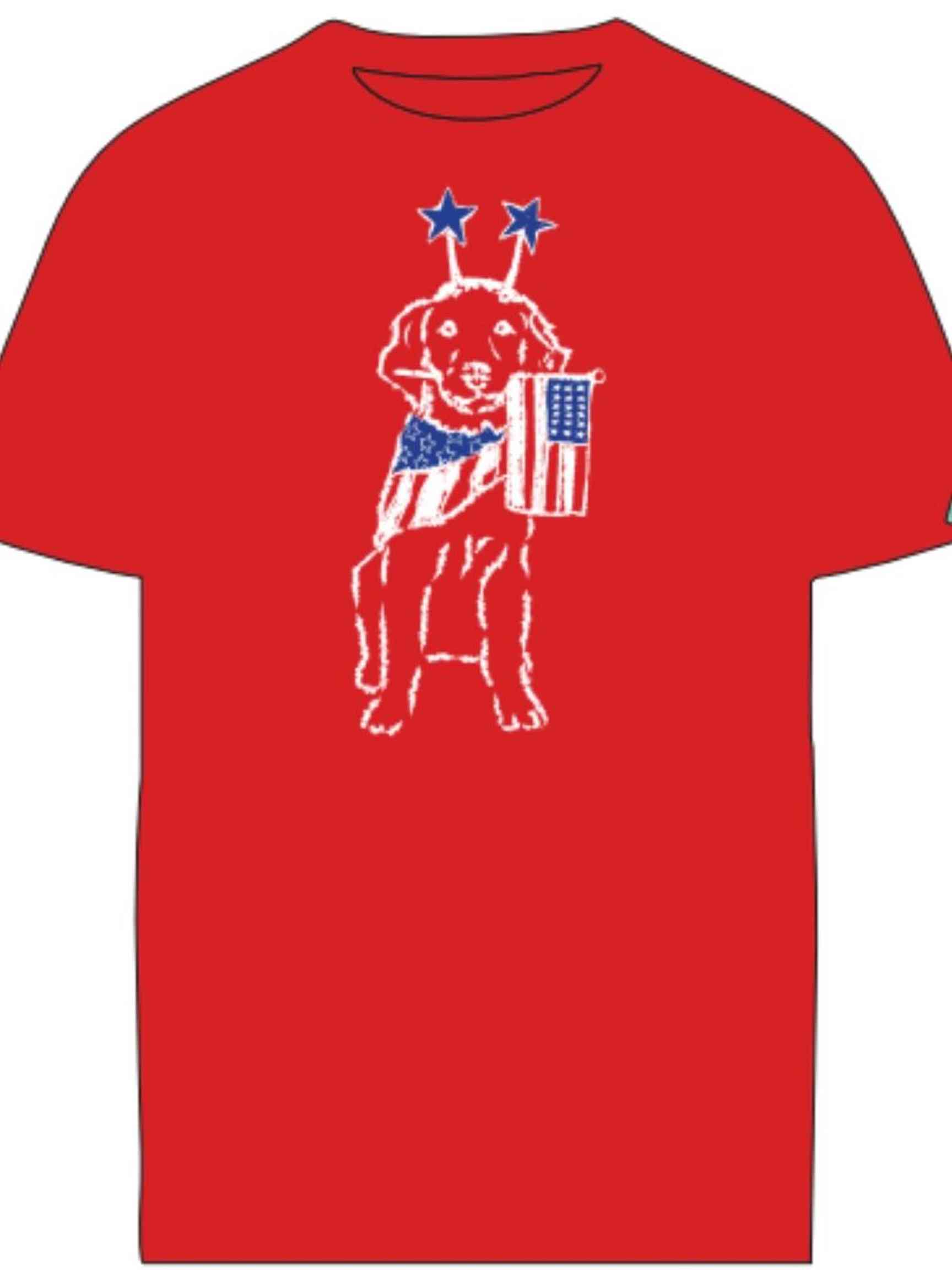 Red Patriotic Dog S/S T-Shirt