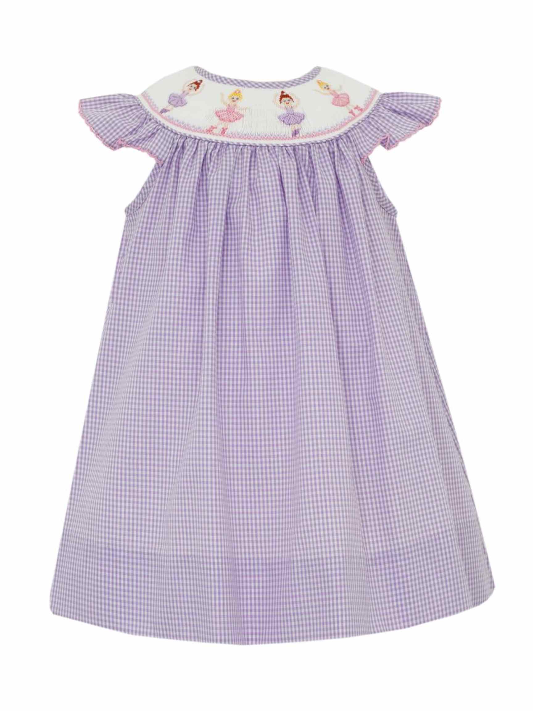 Lilac Gingham Ballerinas Bishop Dress