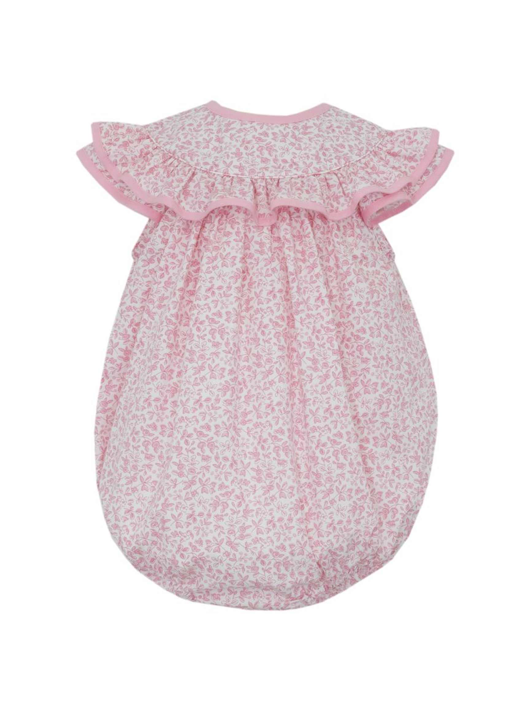 Pink Floral Bubble with Double Ruffle