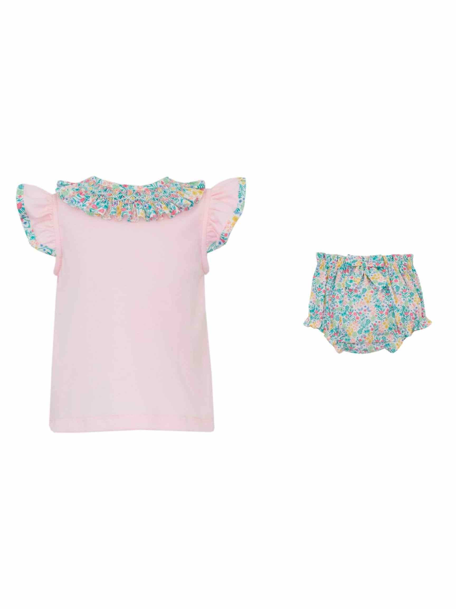 Aqua and Pink Floral Bloomers Set